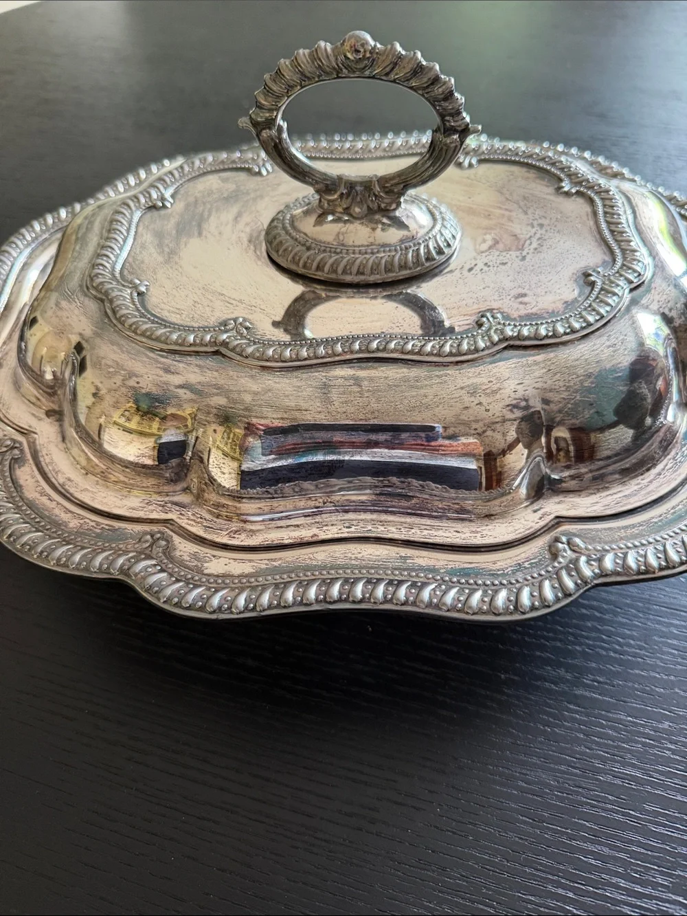 Vintage Double Covered Sheffield Silver Plate Serving Dish English Hallmarks